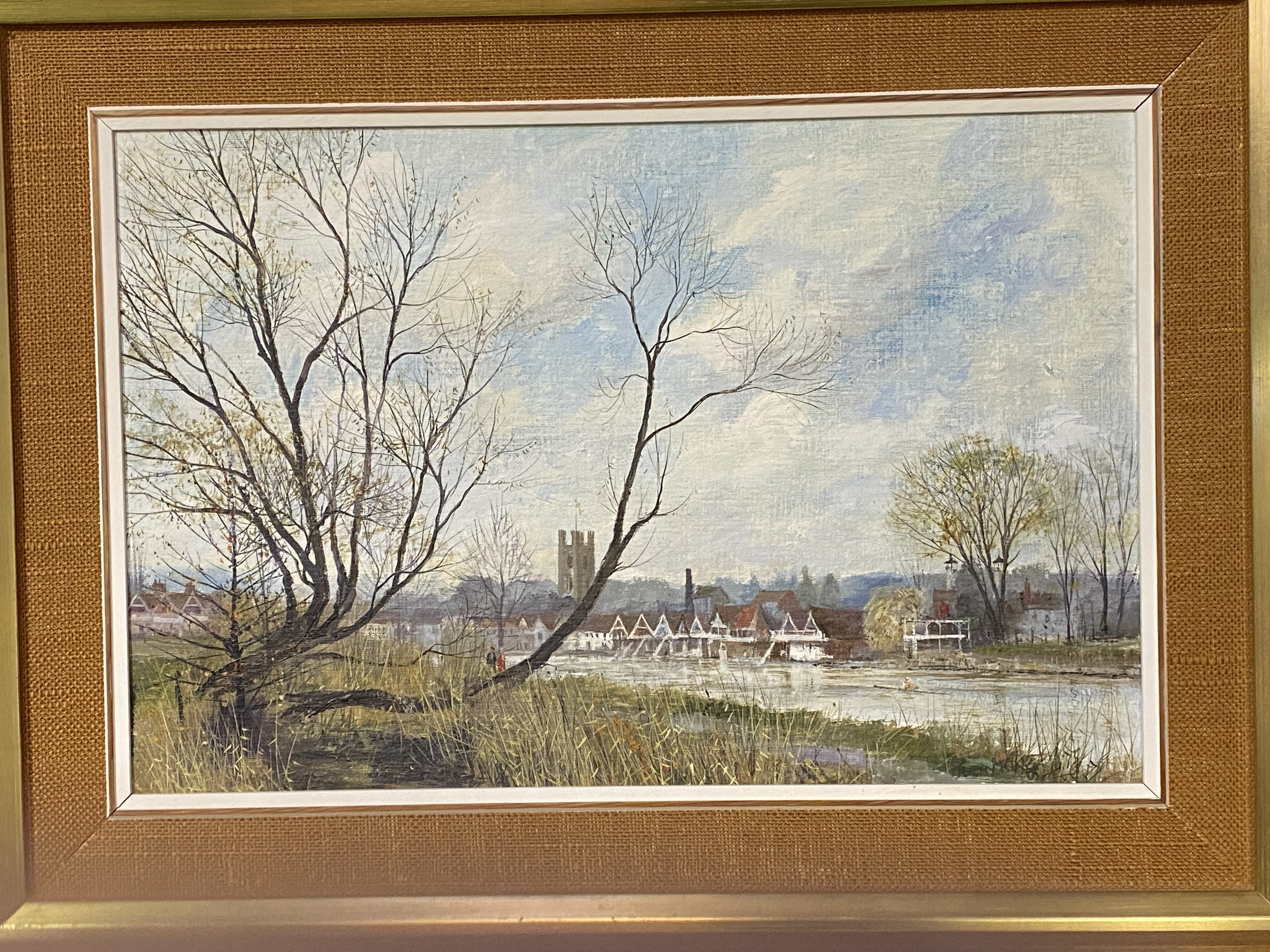 Framed oil on board of a river scene, signed by airitist, - Image 2 of 4
