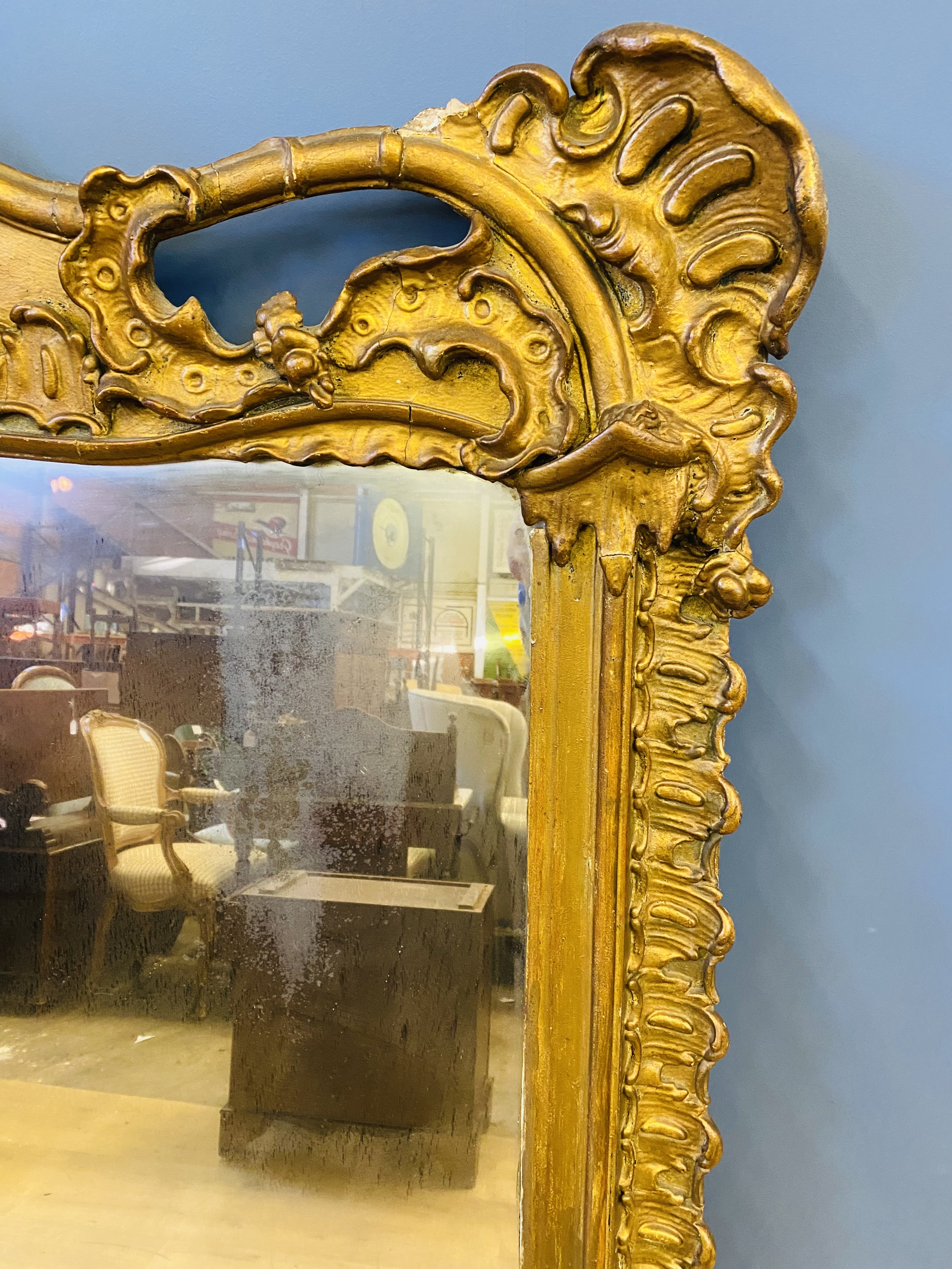19th century carved giltwood mirror - Image 5 of 7
