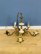 Five branch brass chandelier