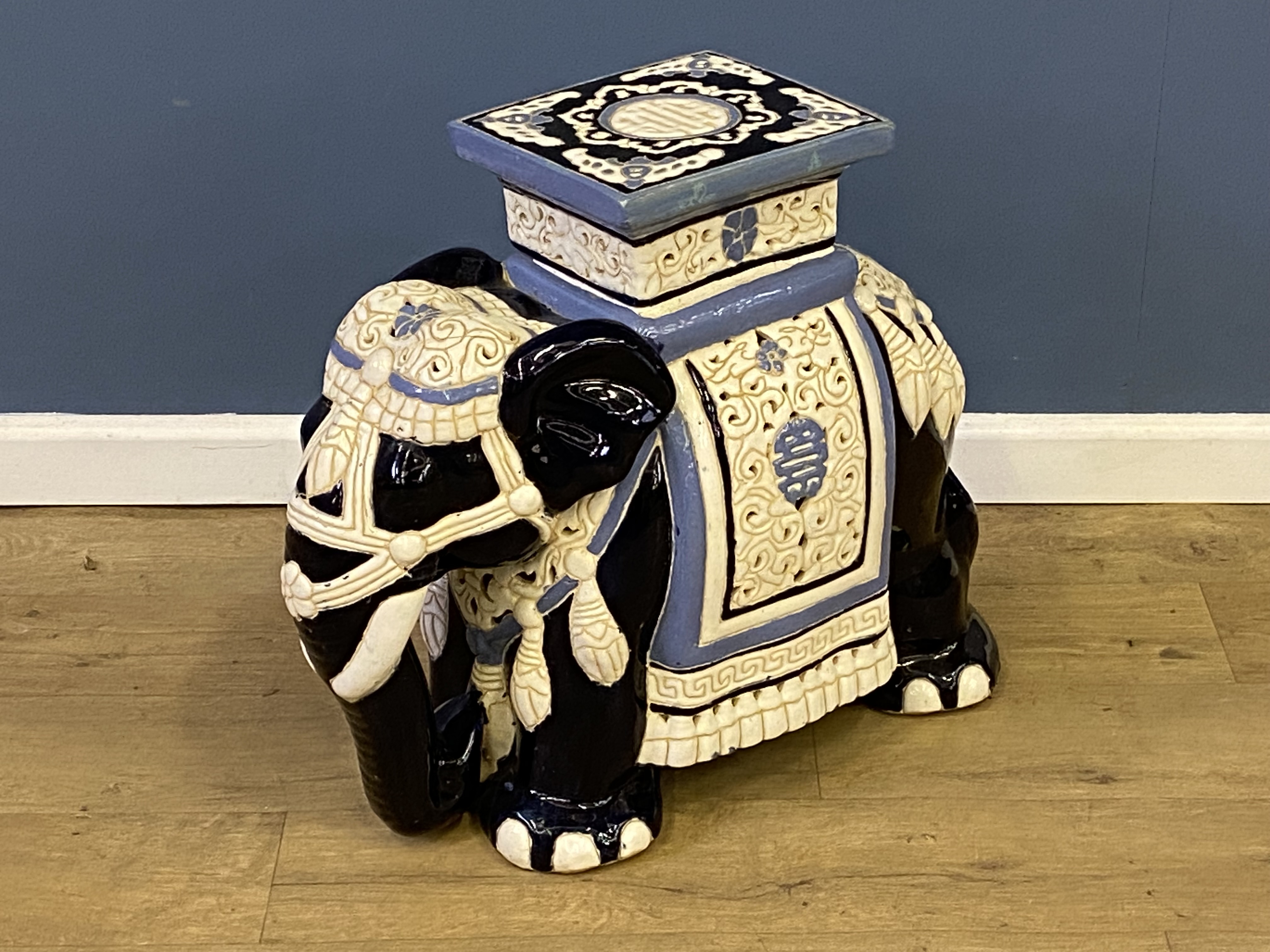 Ceramic elephant stool - Image 2 of 3