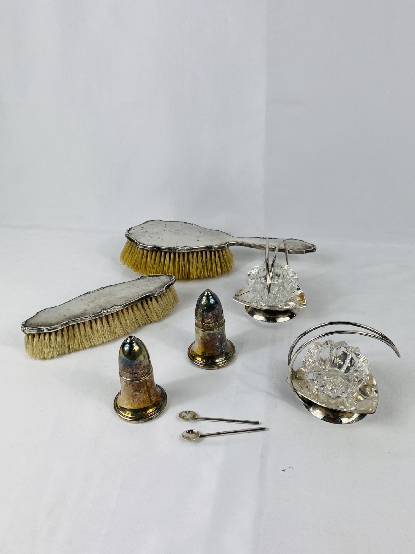 Pair of silver backed brushes; together with other items. - Image 3 of 3