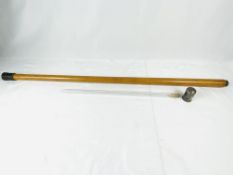 Brigg walking stick containing a glass flask.