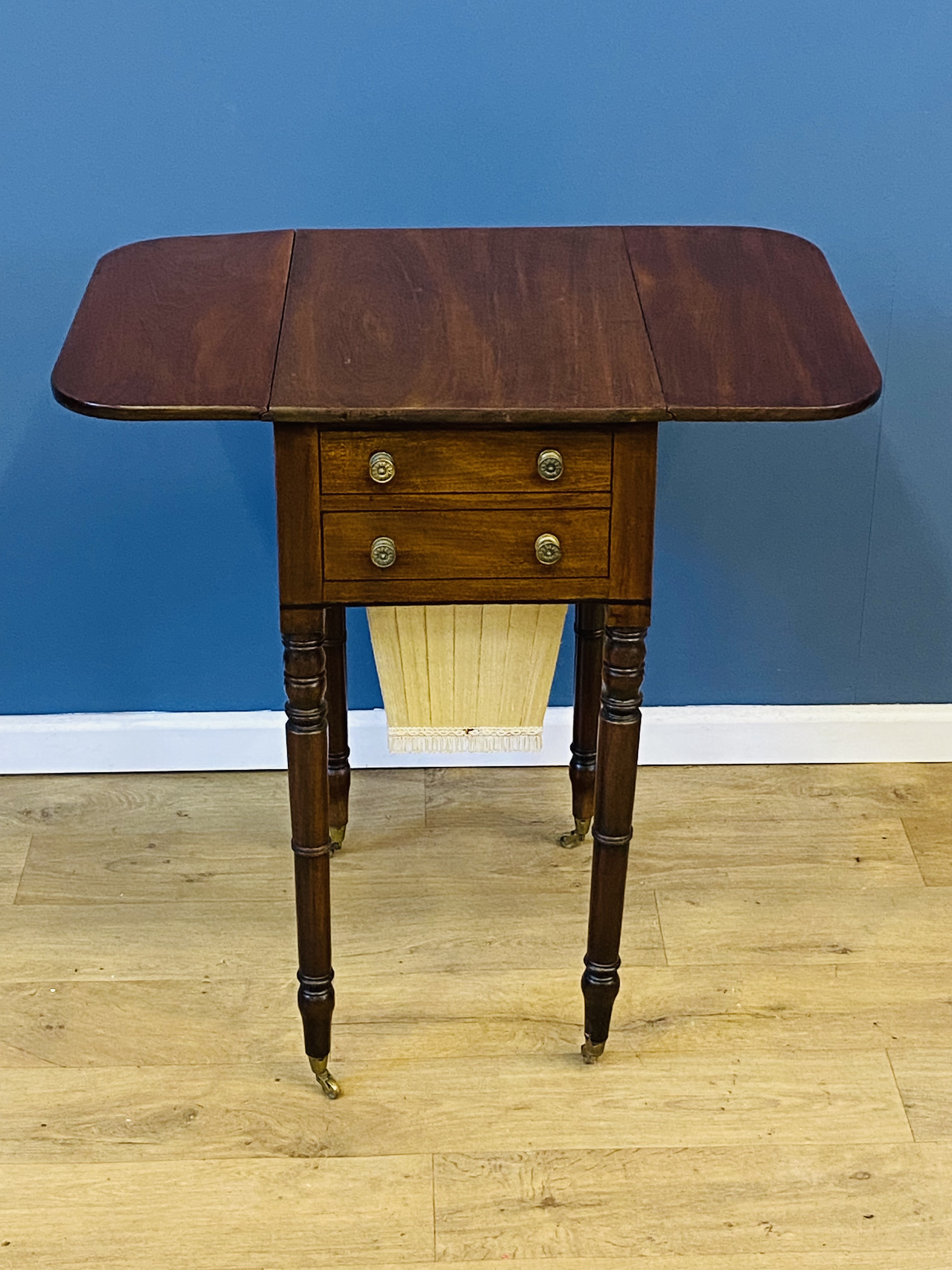 19th century mahogany drop leaf work table - Image 2 of 5