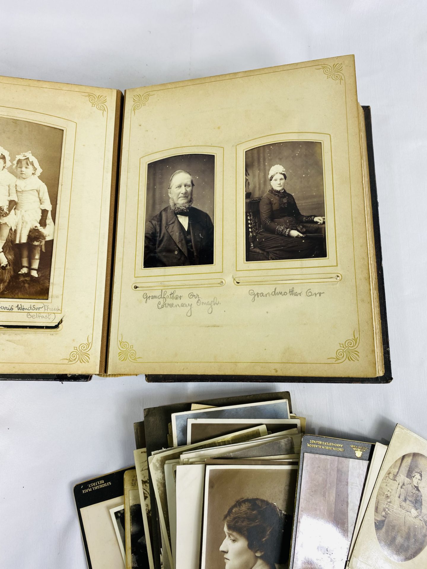 Victorian embossed photograph album and photographs - Image 4 of 5