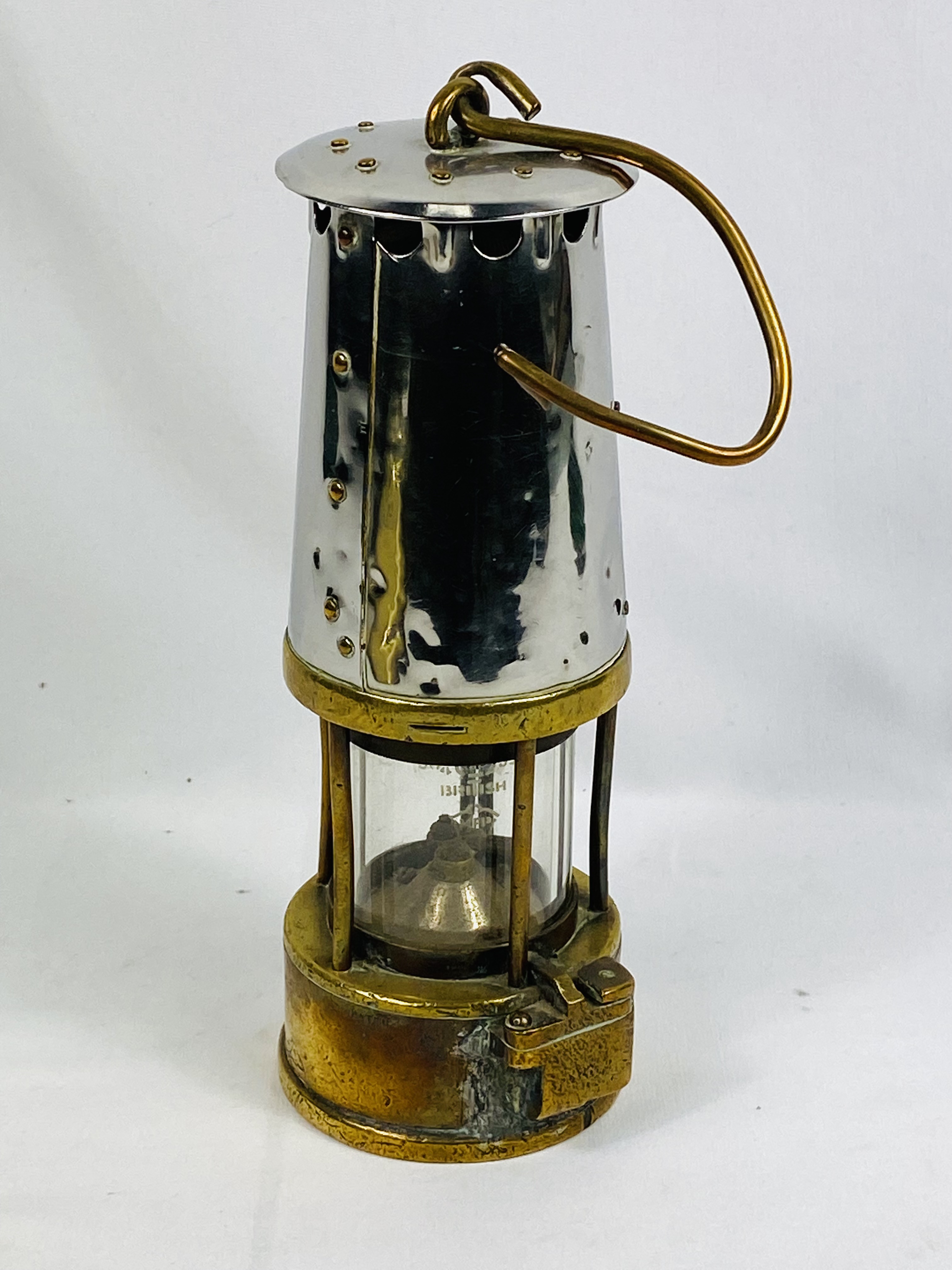 Brass and steel miners lamp