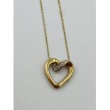 9ct gold heart shaped pendant on 9ct gold chain