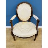 Early 20th century walnut open armchair