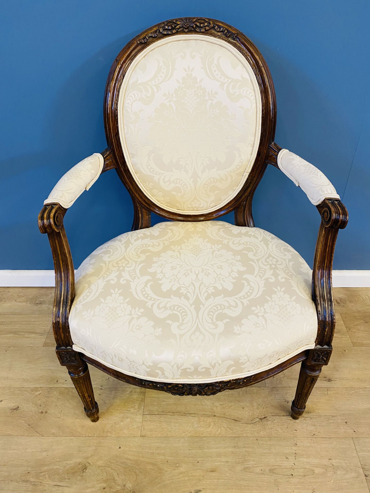 Early 20th century walnut open armchair