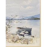 Framed and glazed watercolour of a lake scene signed by artist