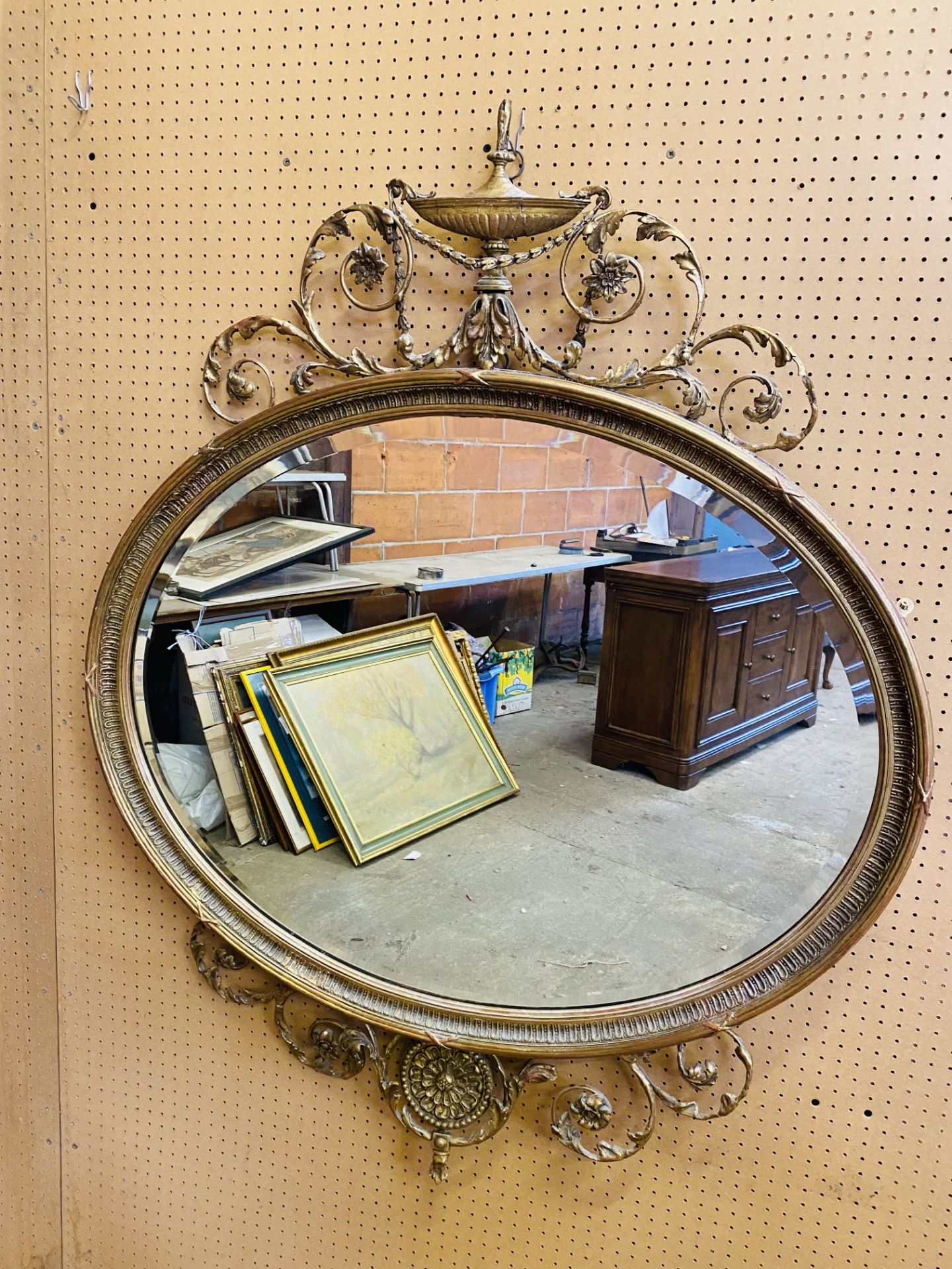 19th century oval mirror - Image 4 of 4