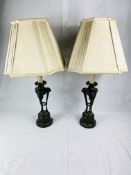 Pair of bronzed table lamps,