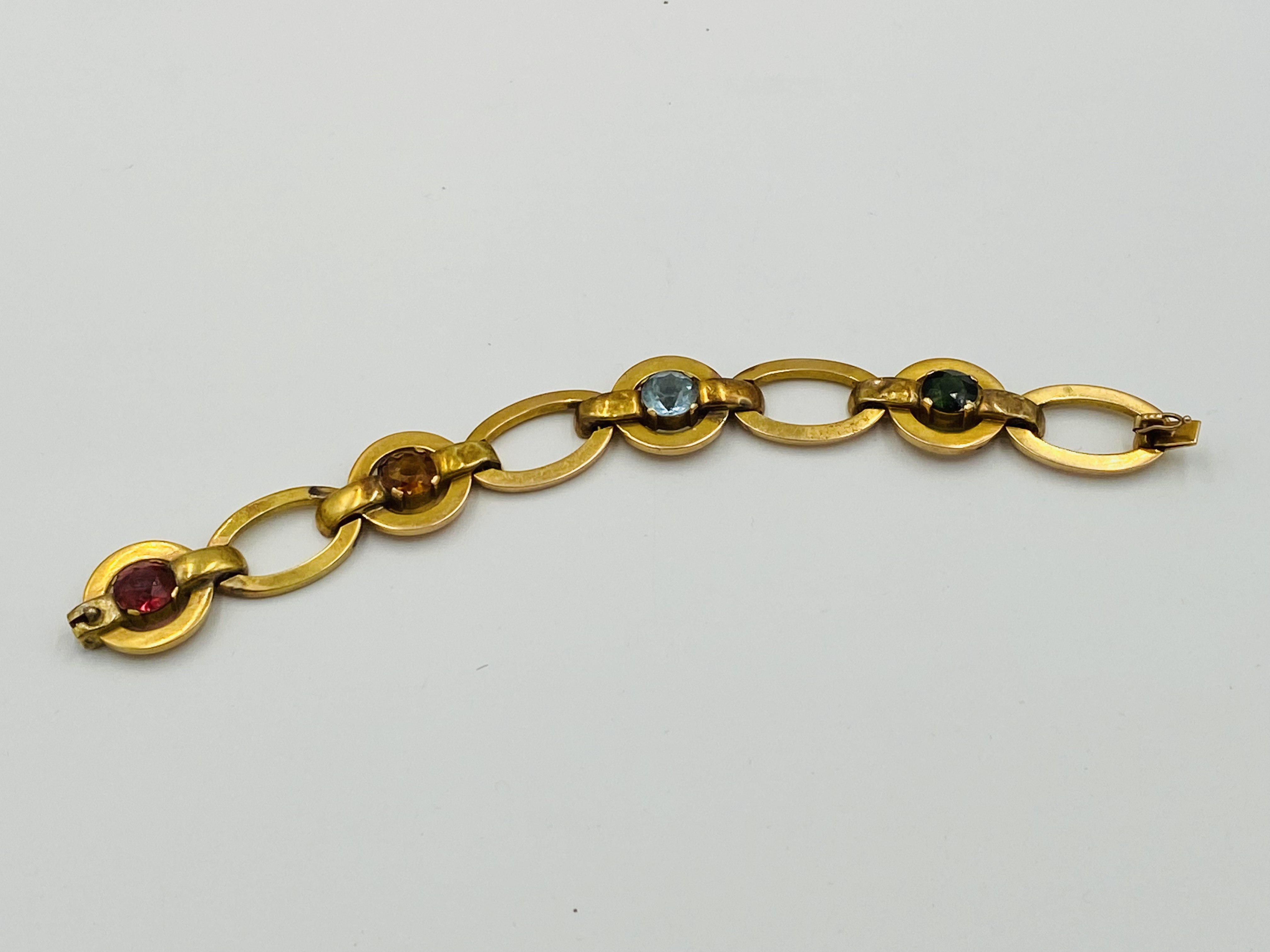 14ct gold bracelet set with coloured stones - Image 4 of 6