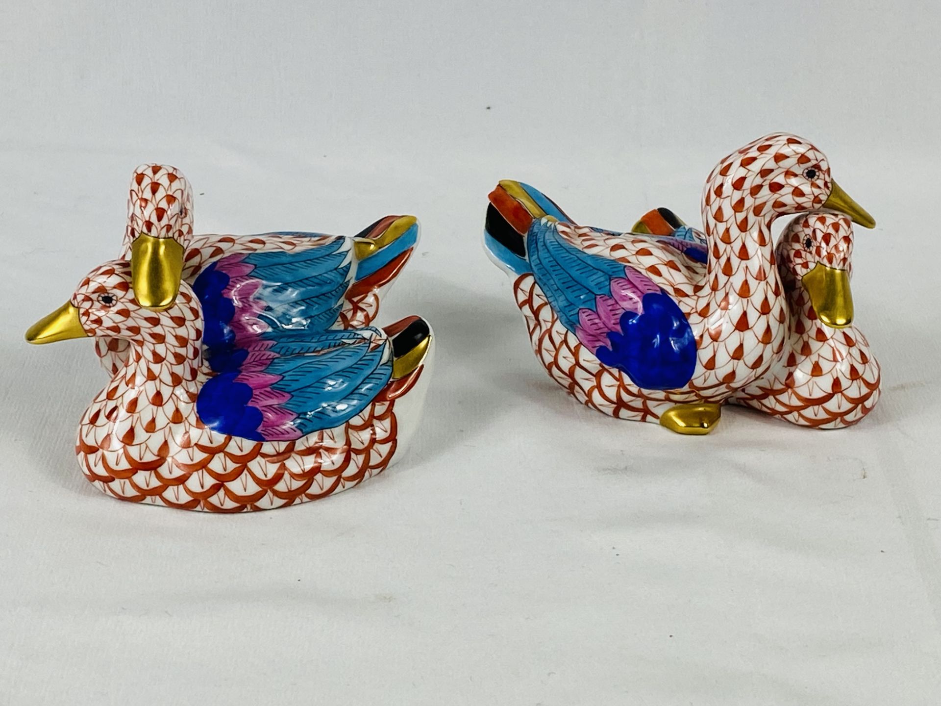 Two Herend pottery pairs of ducks, - Image 3 of 3