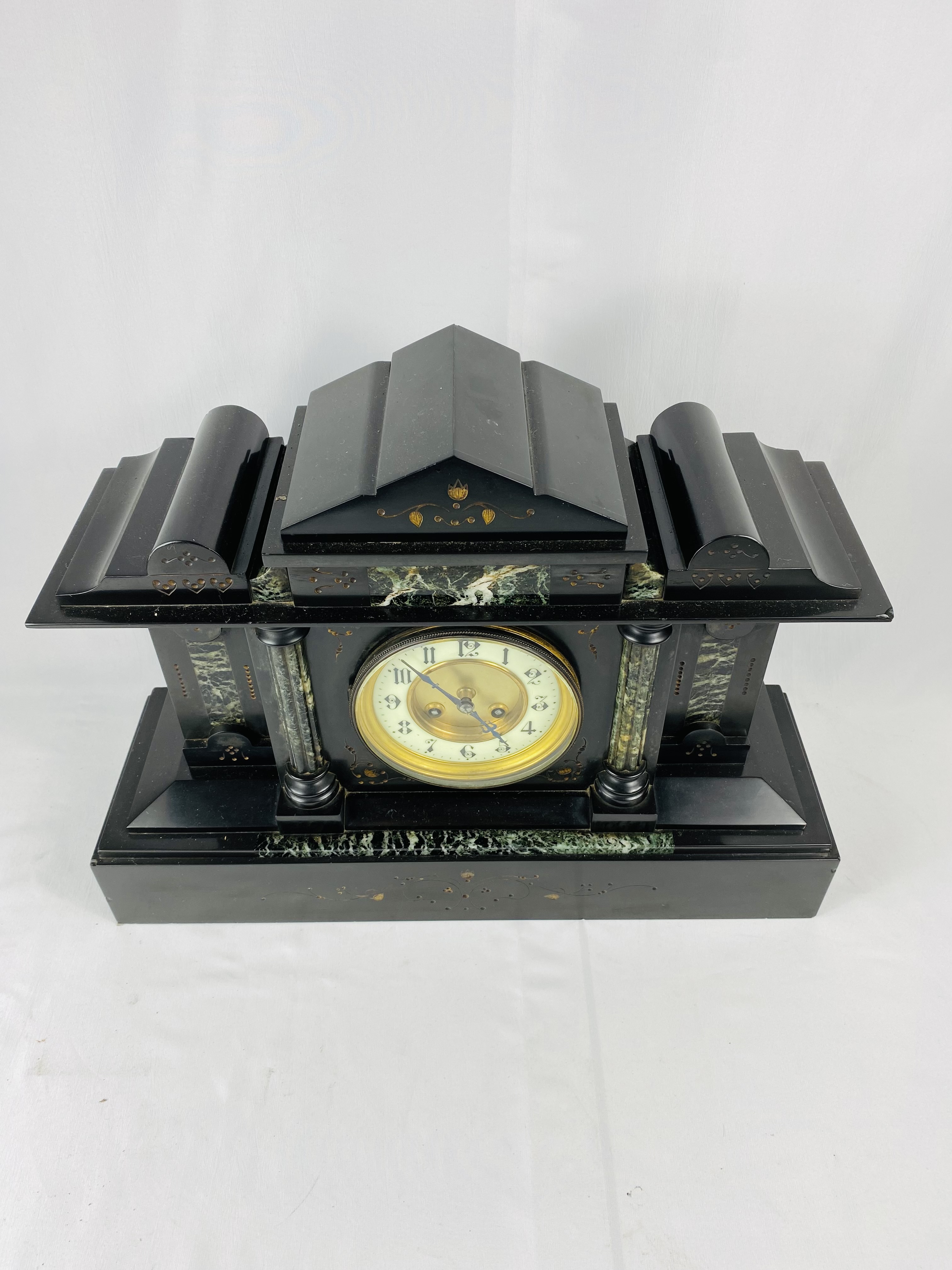 Slate cased mantel clock together with a mahogany mantel clock - Image 2 of 4