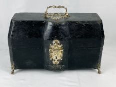 19th century bottle case with silver escutcheon and handle,