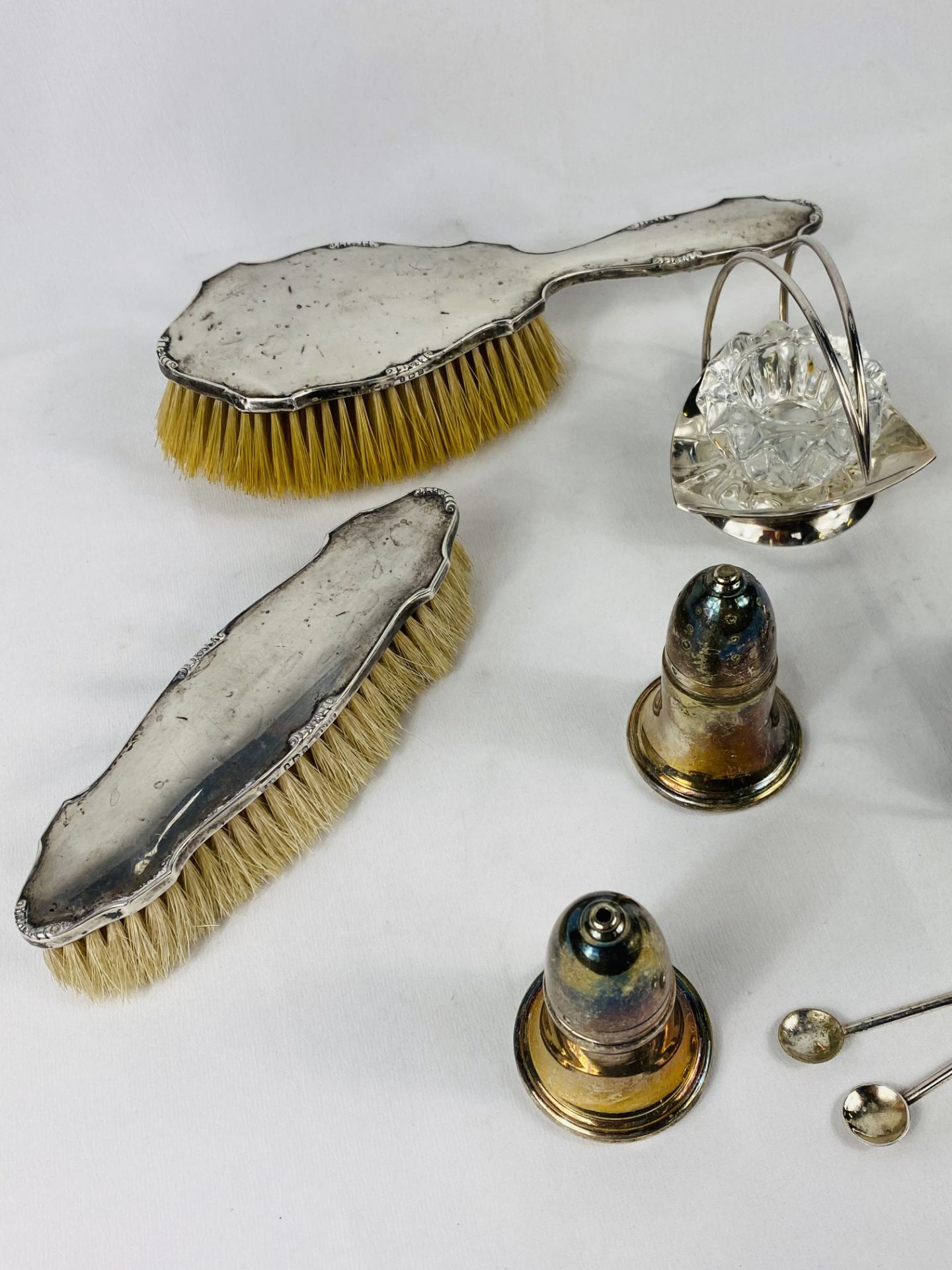 Pair of silver backed brushes; together with other items. - Image 2 of 3