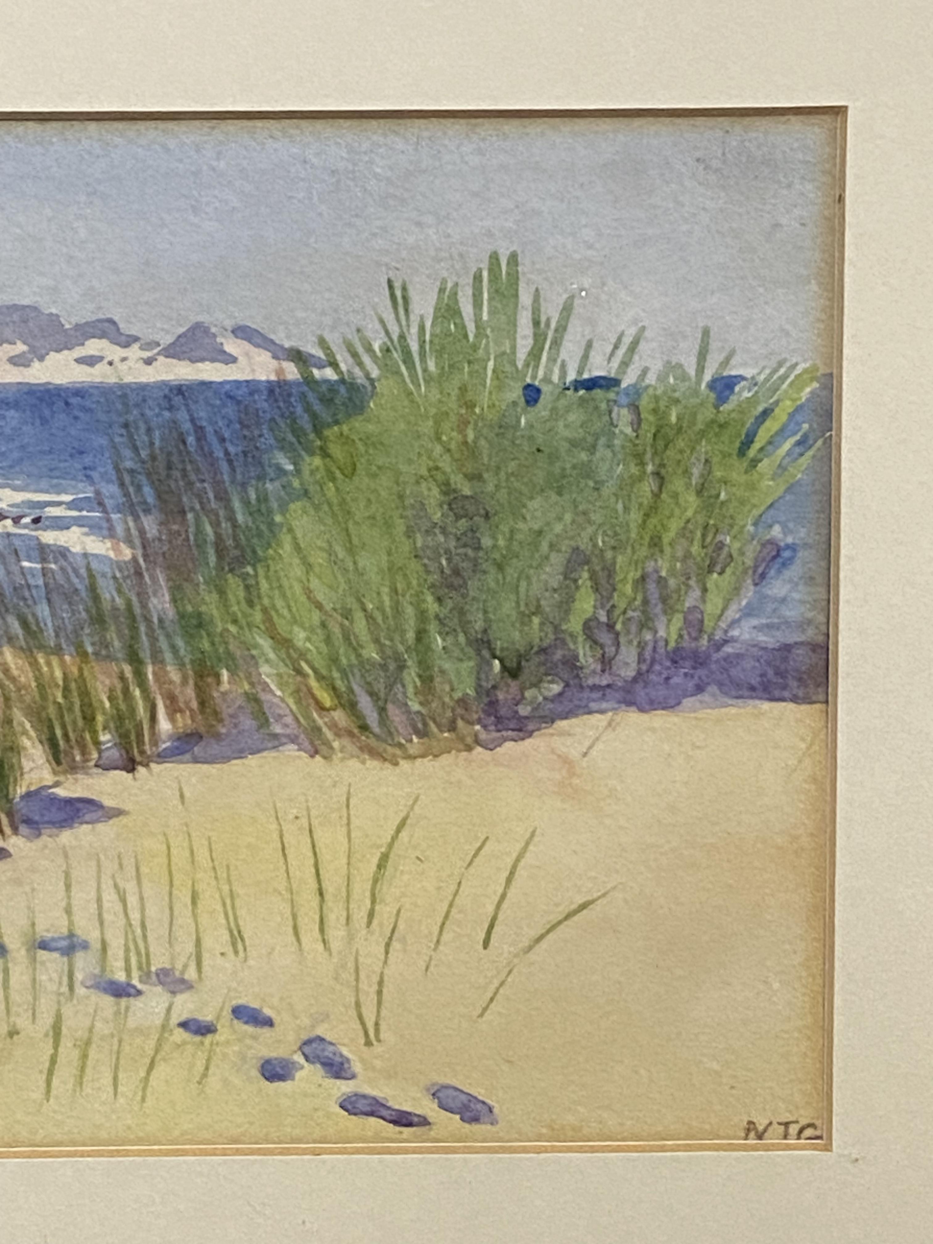 Framed and glazes watercolour of a beach initialed NTG - Image 2 of 4