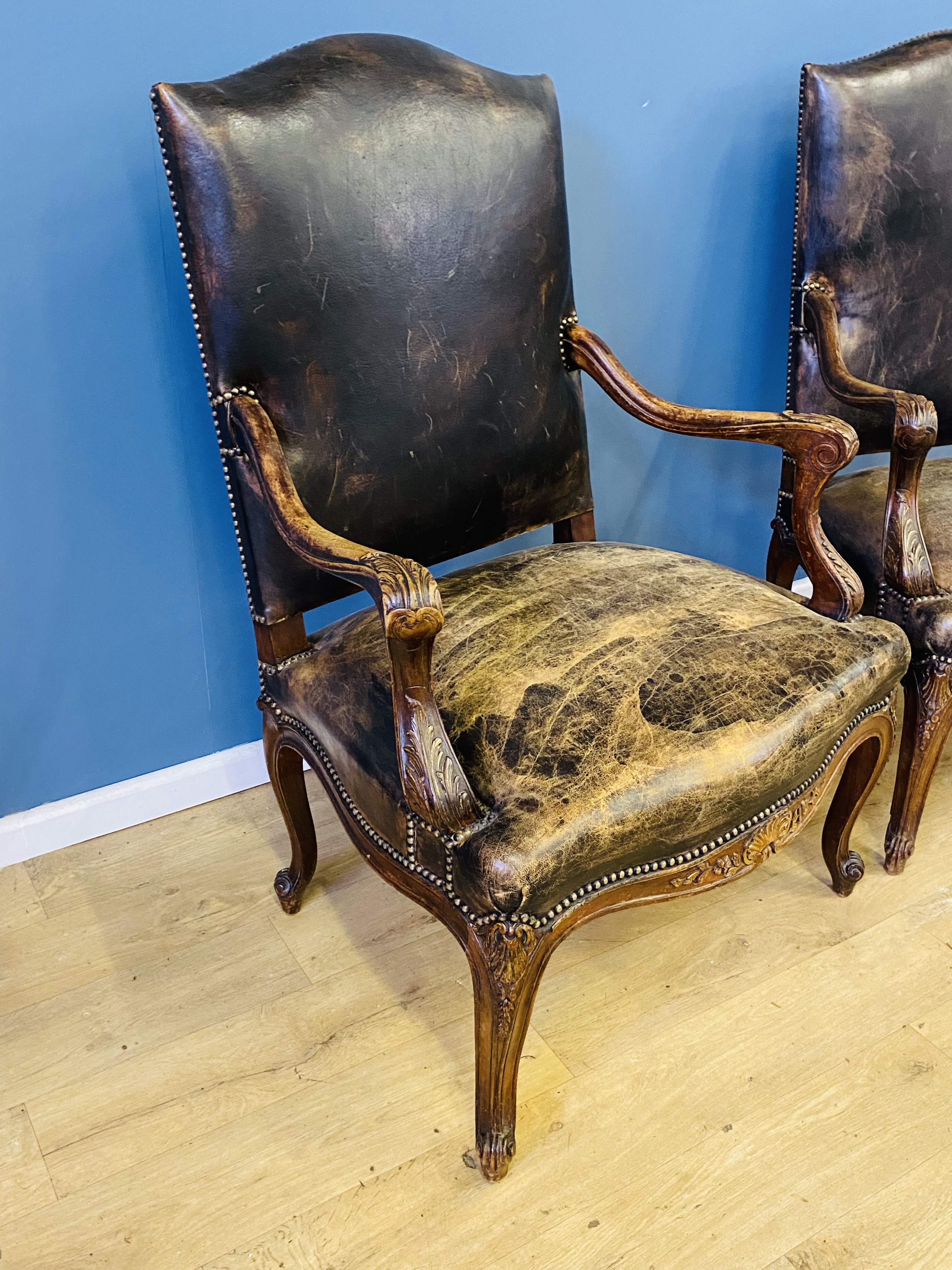 Two bow fronted mahogany open armchairs - Image 2 of 5