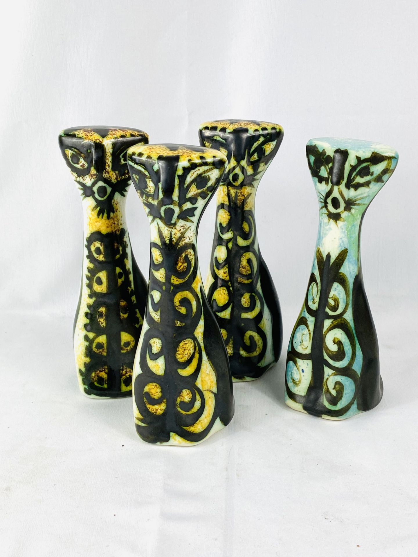 Four Celtic pottery cats