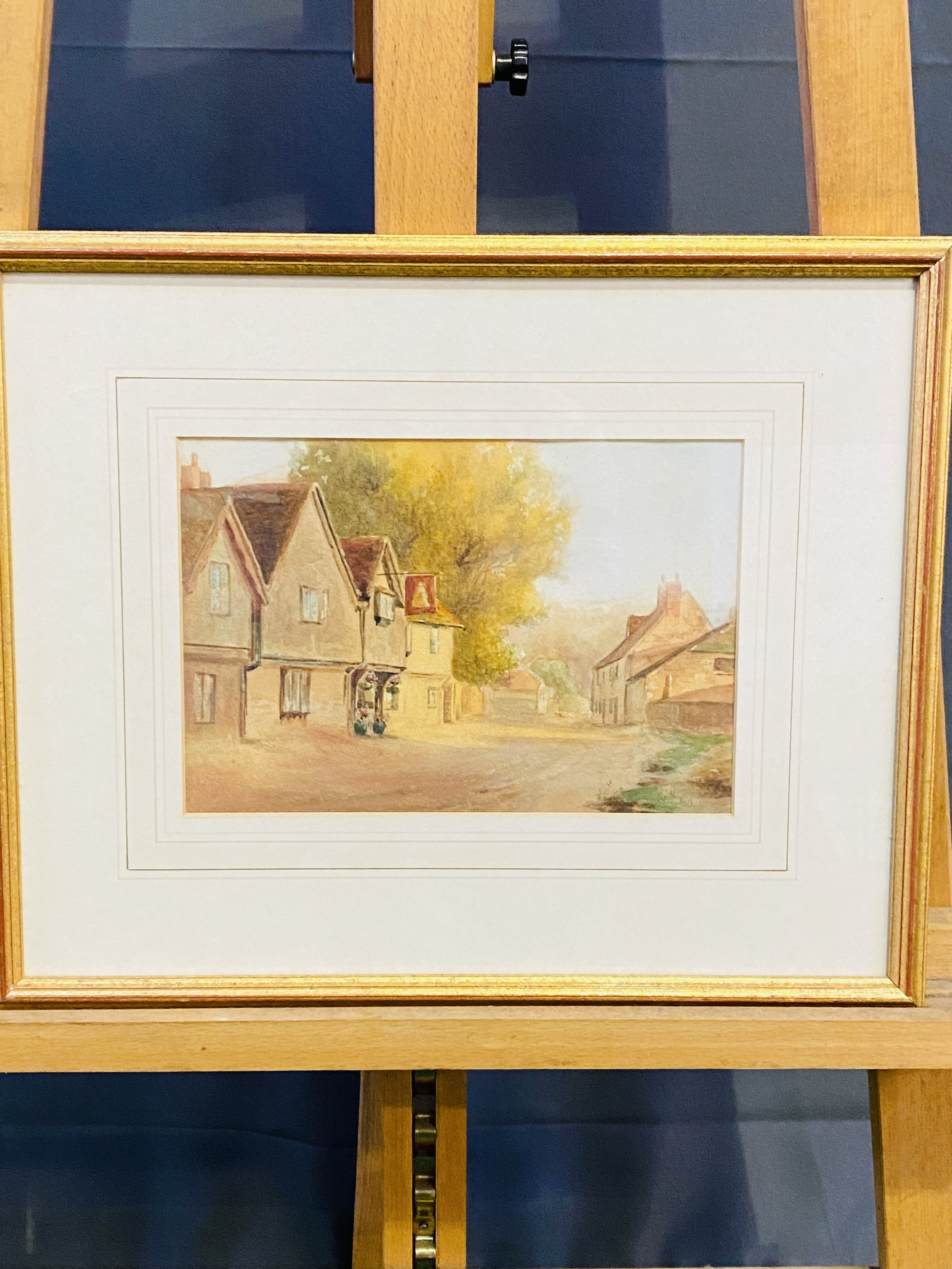 Framed and glazed watercolour of a village scene - Image 2 of 3