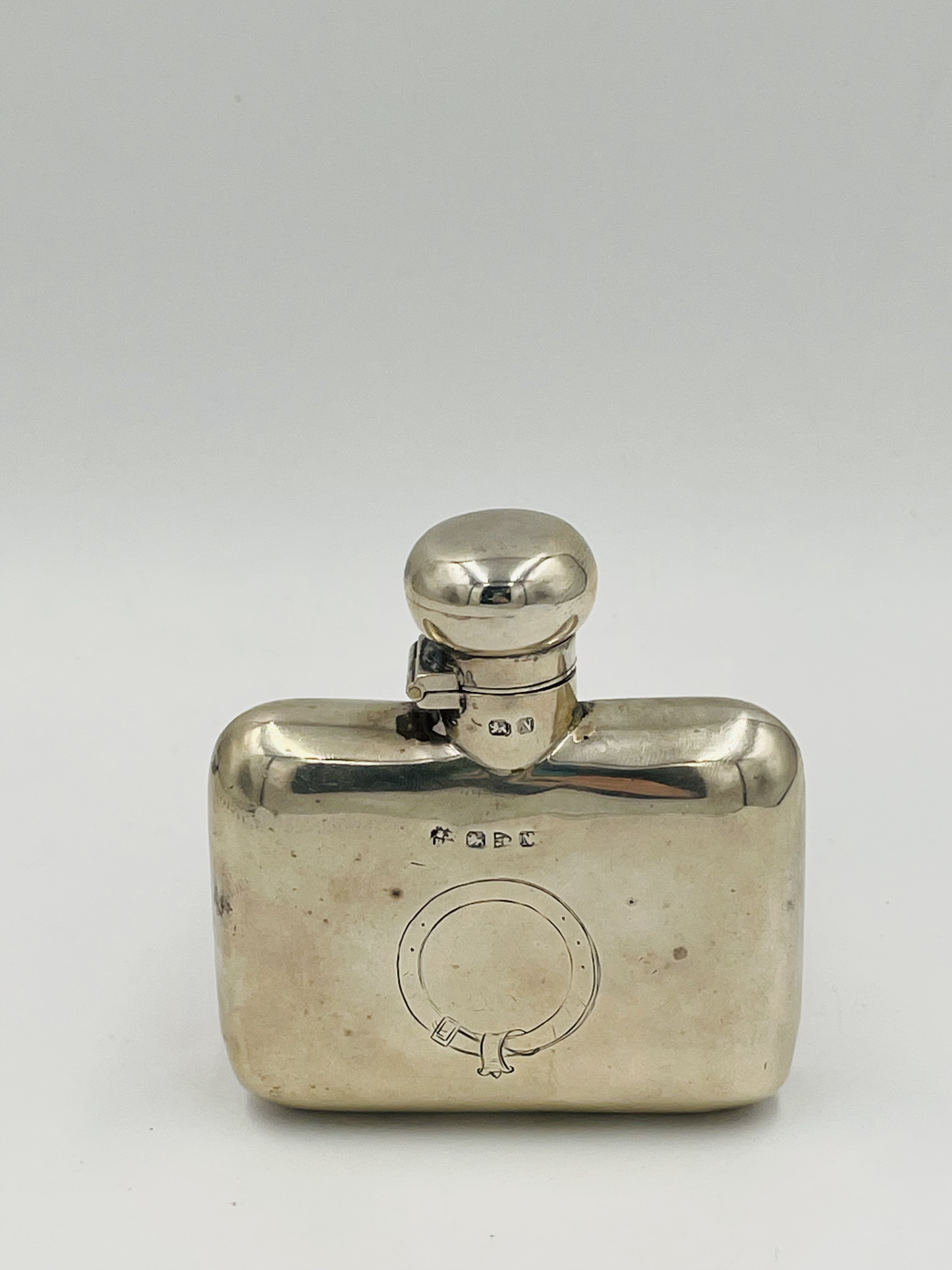 Silver hip flask. - Image 2 of 4