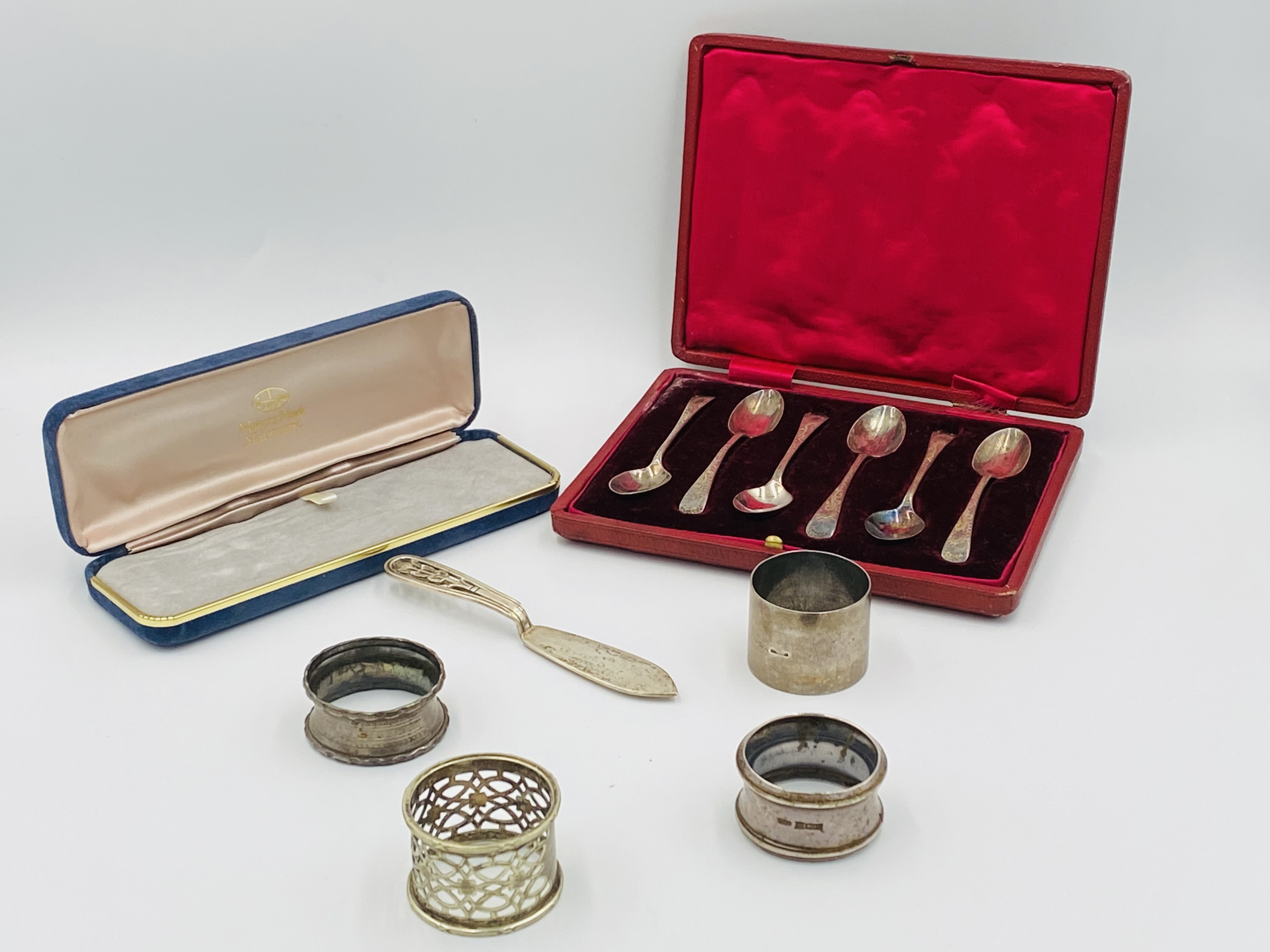 Boxed set of silver coffee spoons and other silver - Image 2 of 2