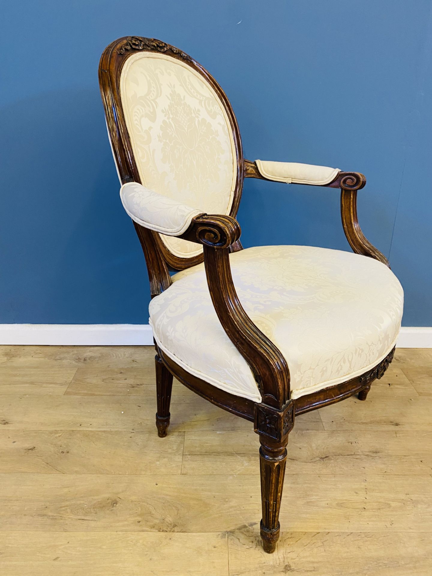 Early 20th century walnut open armchair - Image 3 of 5