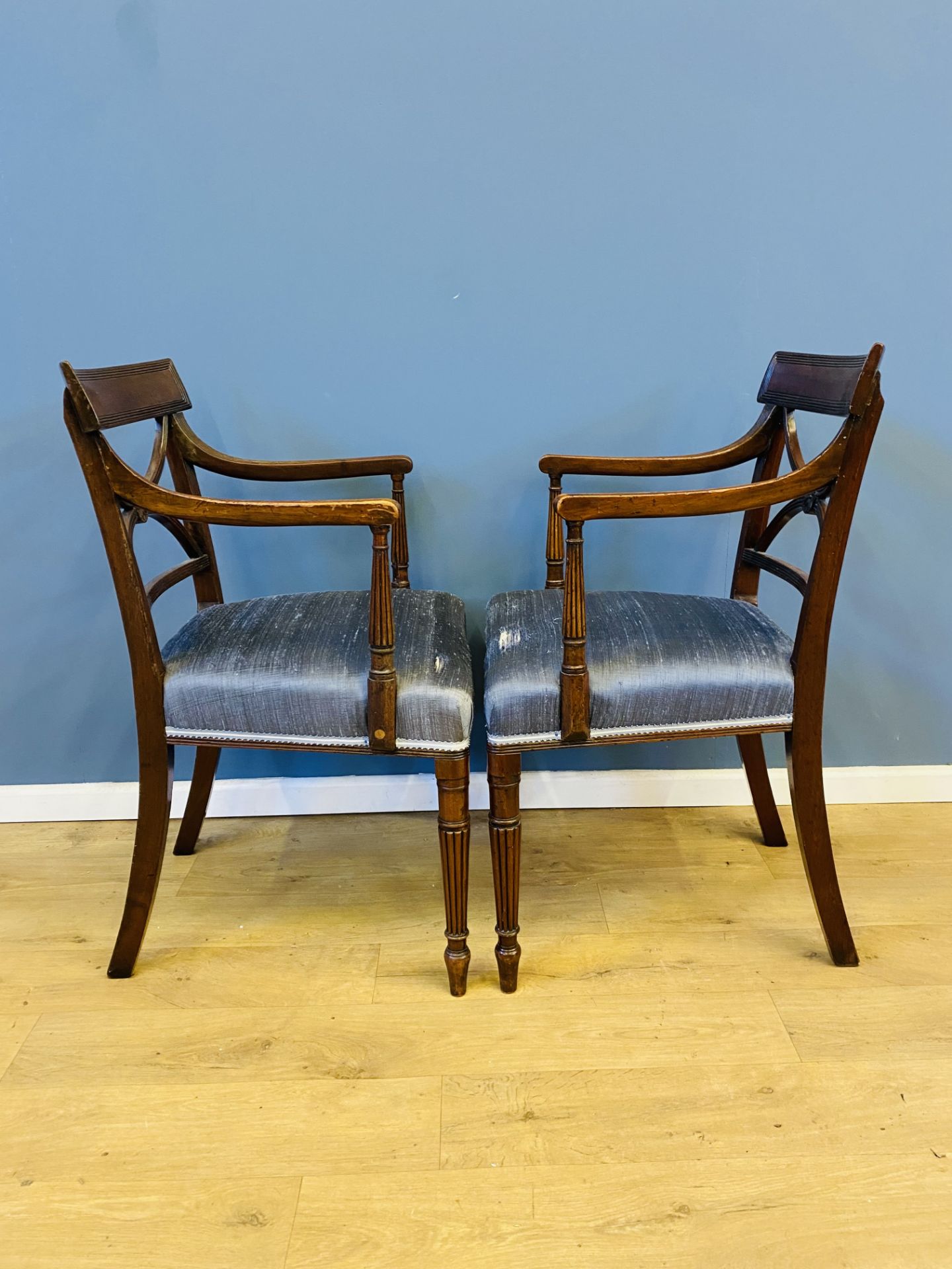 Pair of mahogany open armchairs - Image 3 of 5