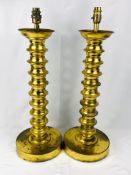 Pair of brass table lamps