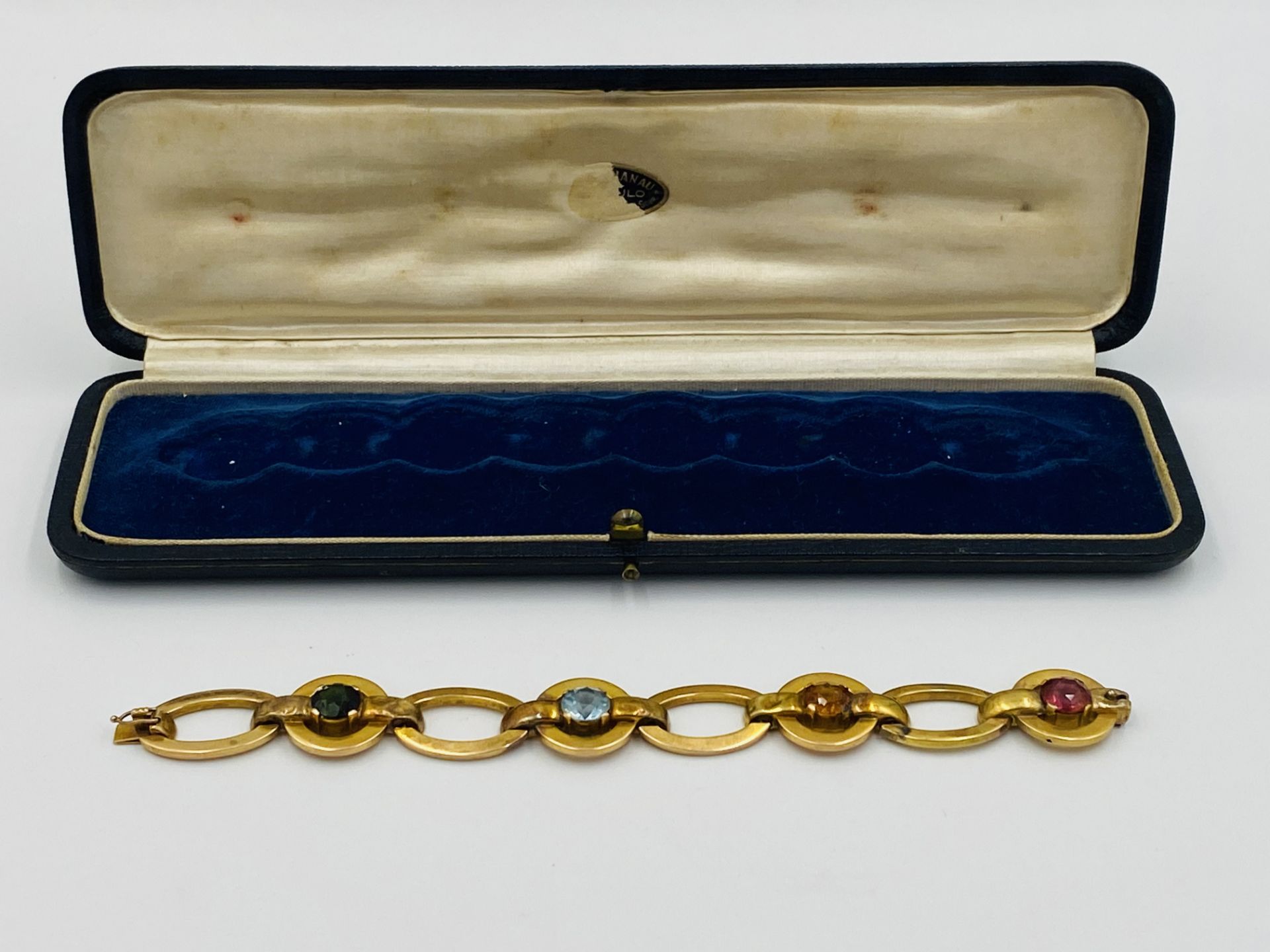 14ct gold bracelet set with coloured stones - Image 6 of 6