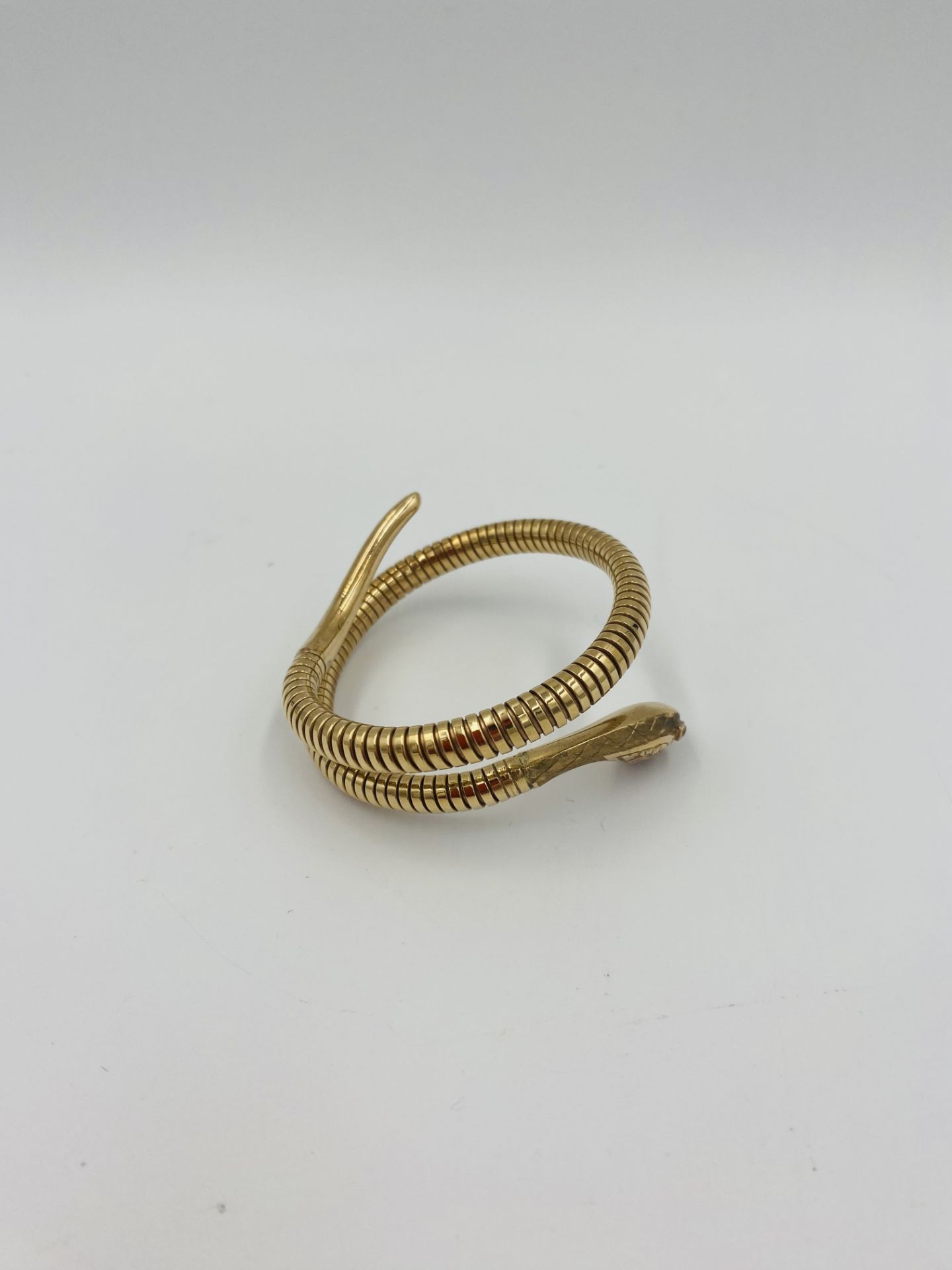 9ct gold, steel sprung snake bracelet - Bild 3 aus 5