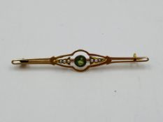 15ct gold brooch set with seed pearls