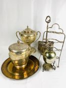 Silver plate samovar; together with a quantity of silver plate items