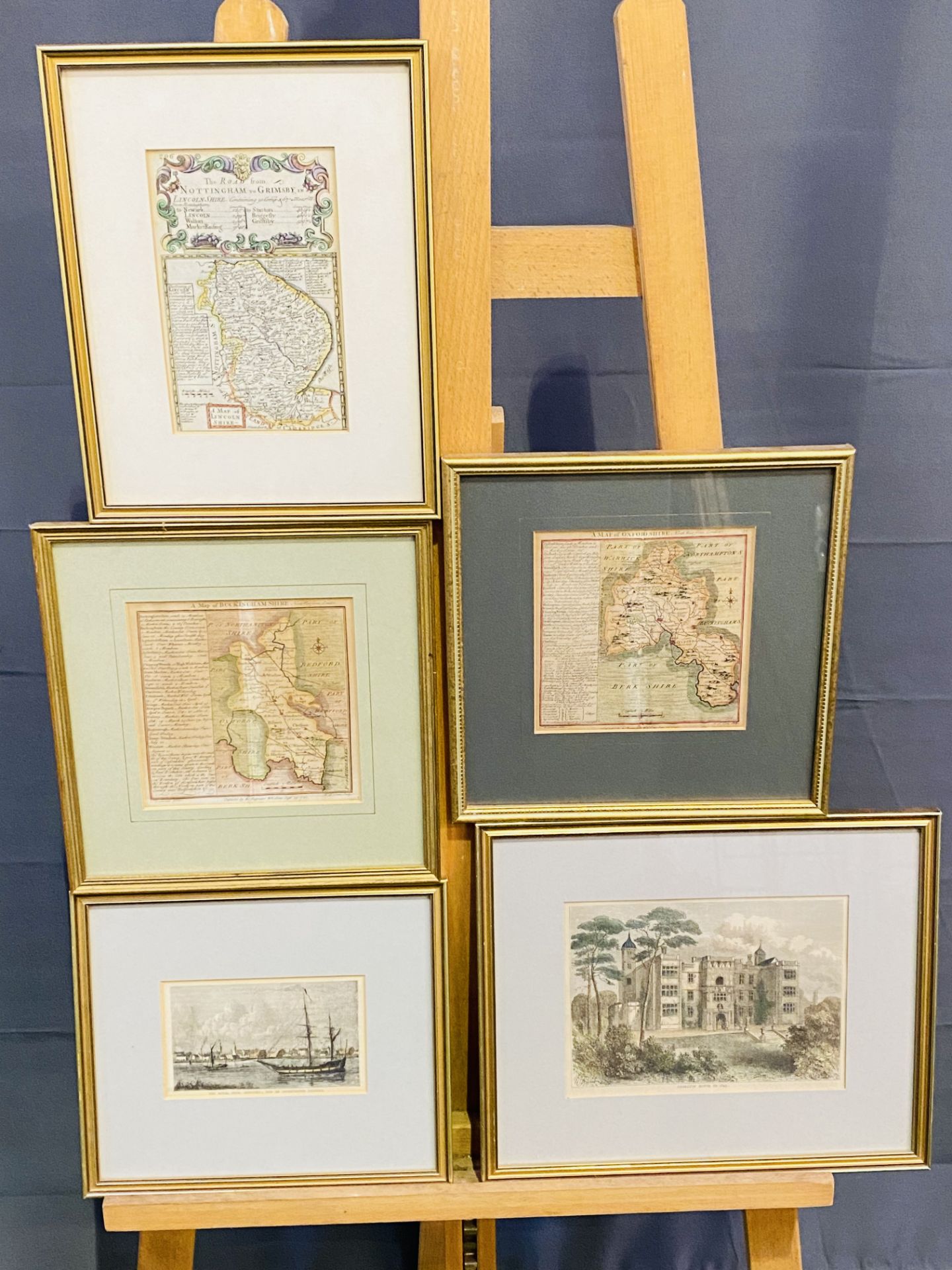 Three framed and glazed maps; together with two further prints - Bild 5 aus 7