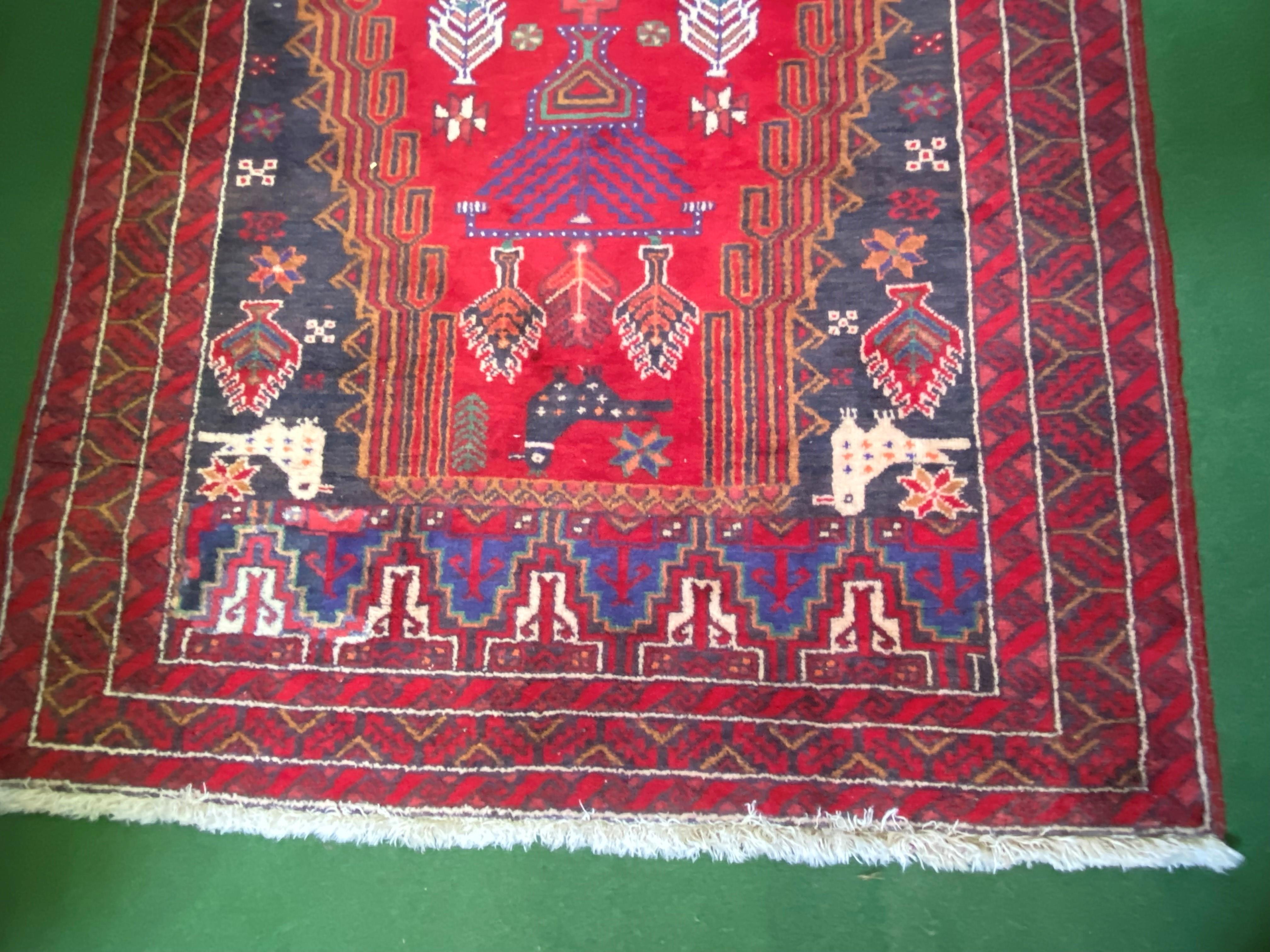 Red ground wool rug - Image 3 of 4