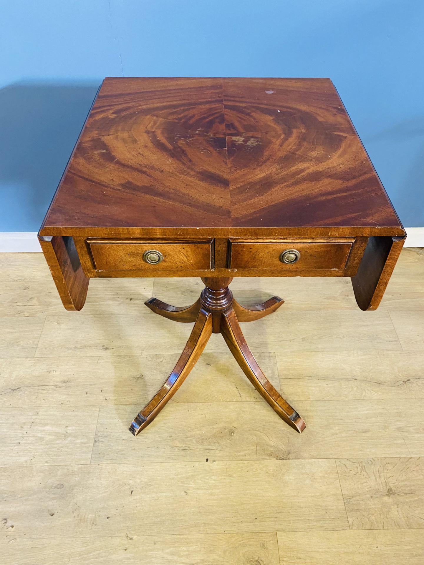 Contemporary mahogany drop leaf sofa table