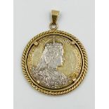 King Edward VII silver coronation medal in 9ct gold pendant