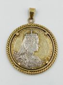 King Edward VII silver coronation medal in 9ct gold pendant