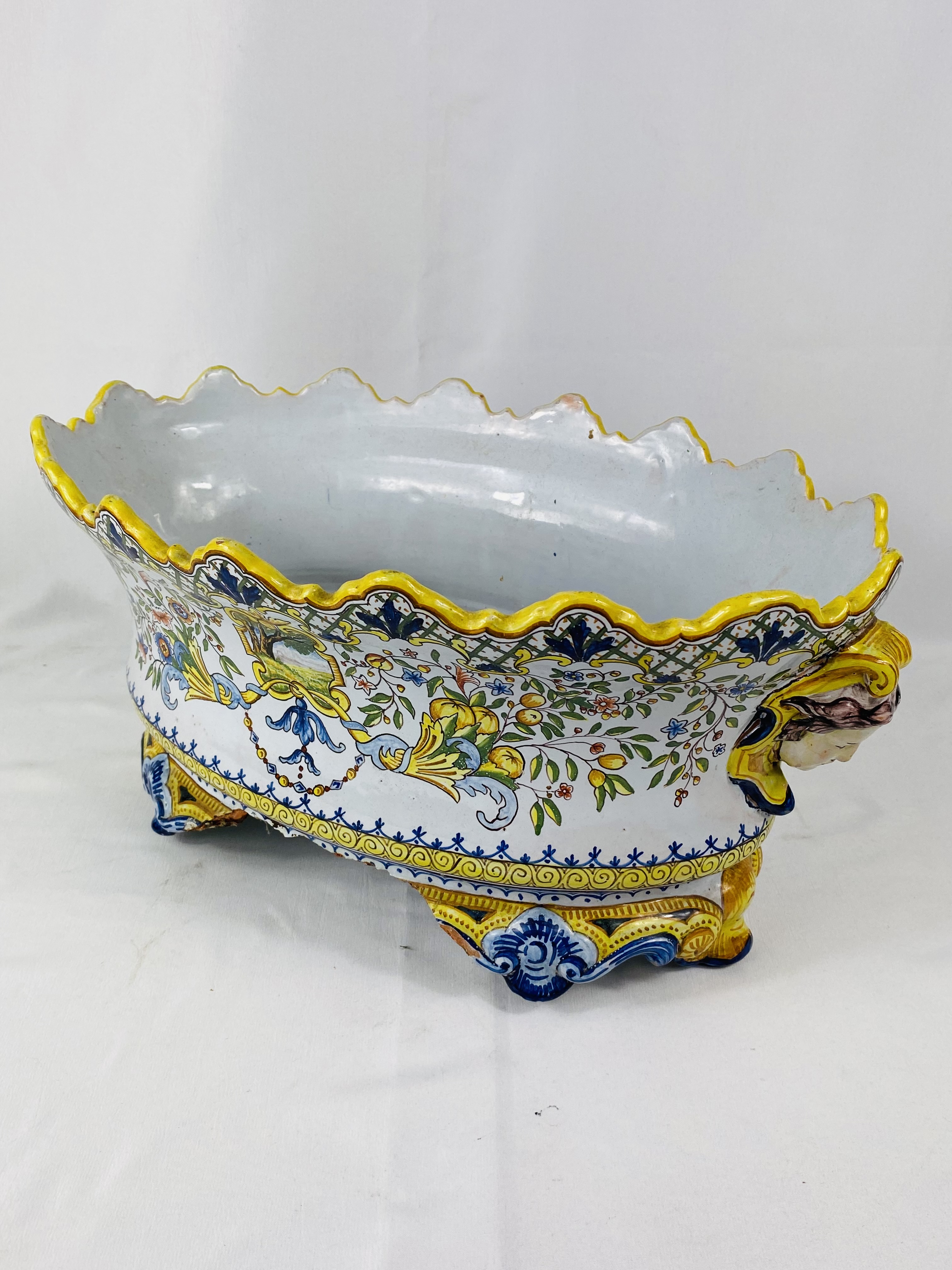 Majolica jardiniere, together with two jardinieres - Image 3 of 5