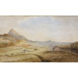 Framed and glazed watercolour of a landscape written to border, J W Doyle 1822 - 1892