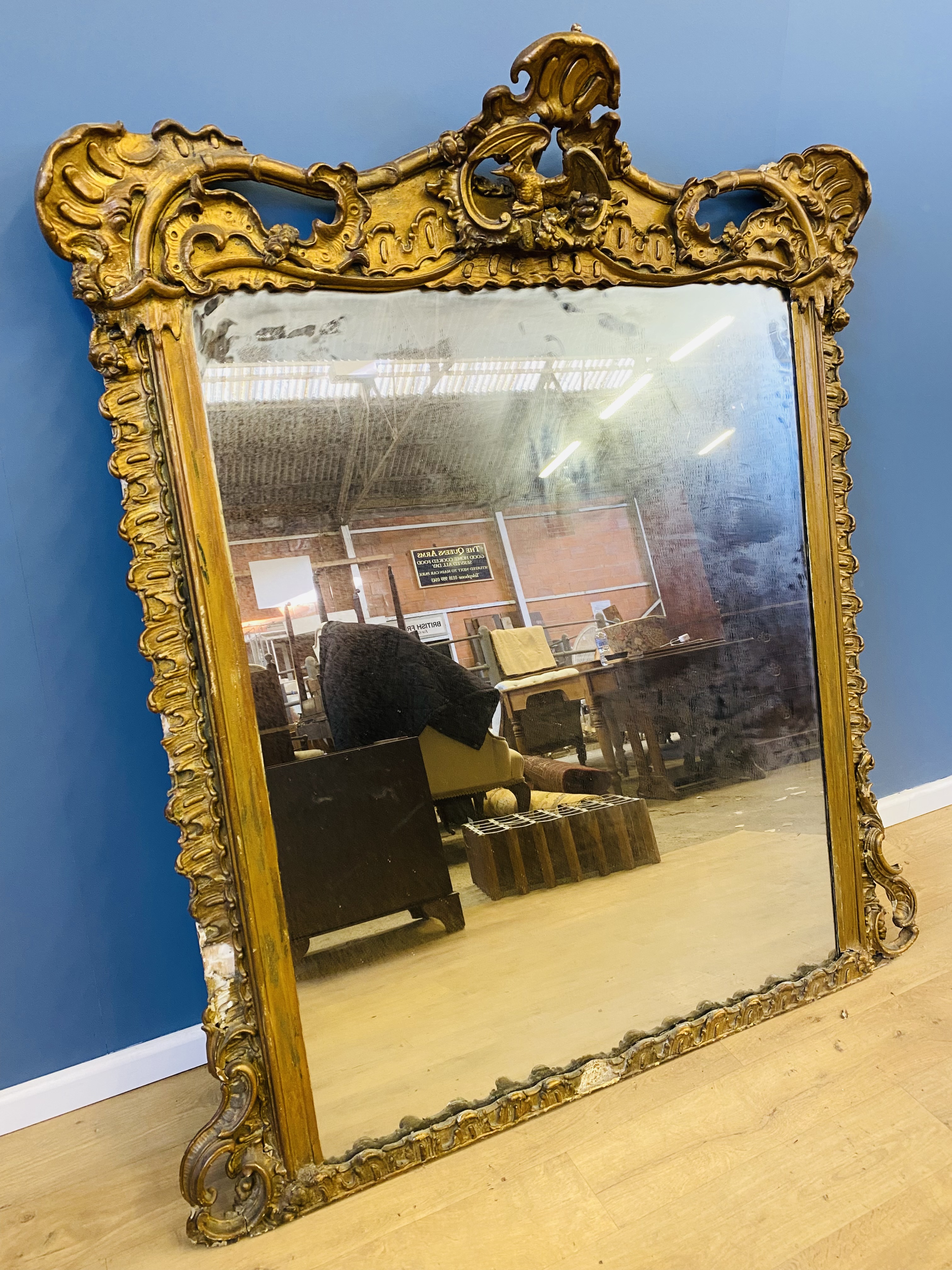 19th century carved giltwood mirror - Image 3 of 7