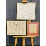 Framed and glazed map of Middlesex by Robert Morden together with two framed and glazed maps