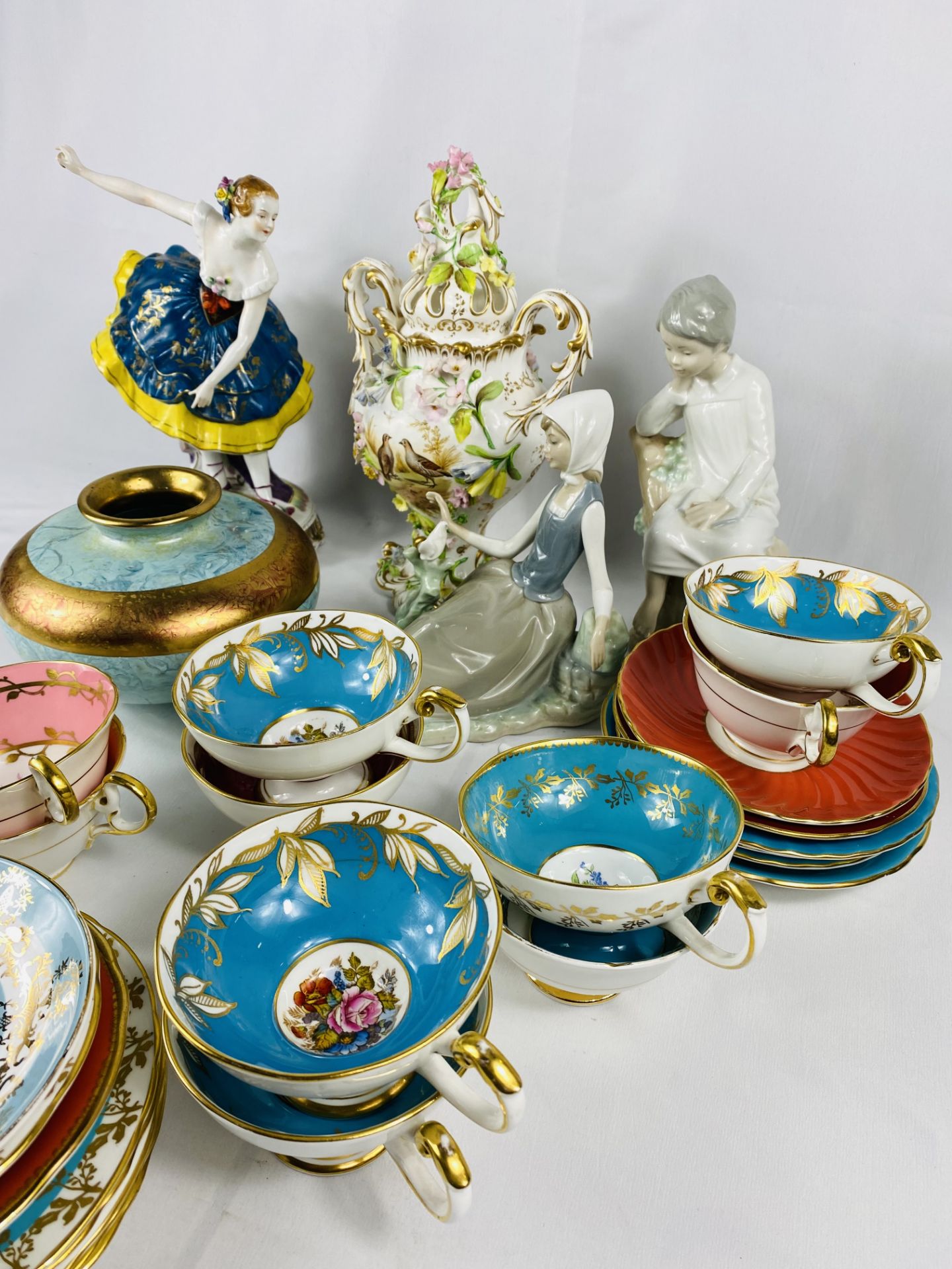 Quantity of Aynsley cups and saucers, two Lladro figures and other items - Image 2 of 4