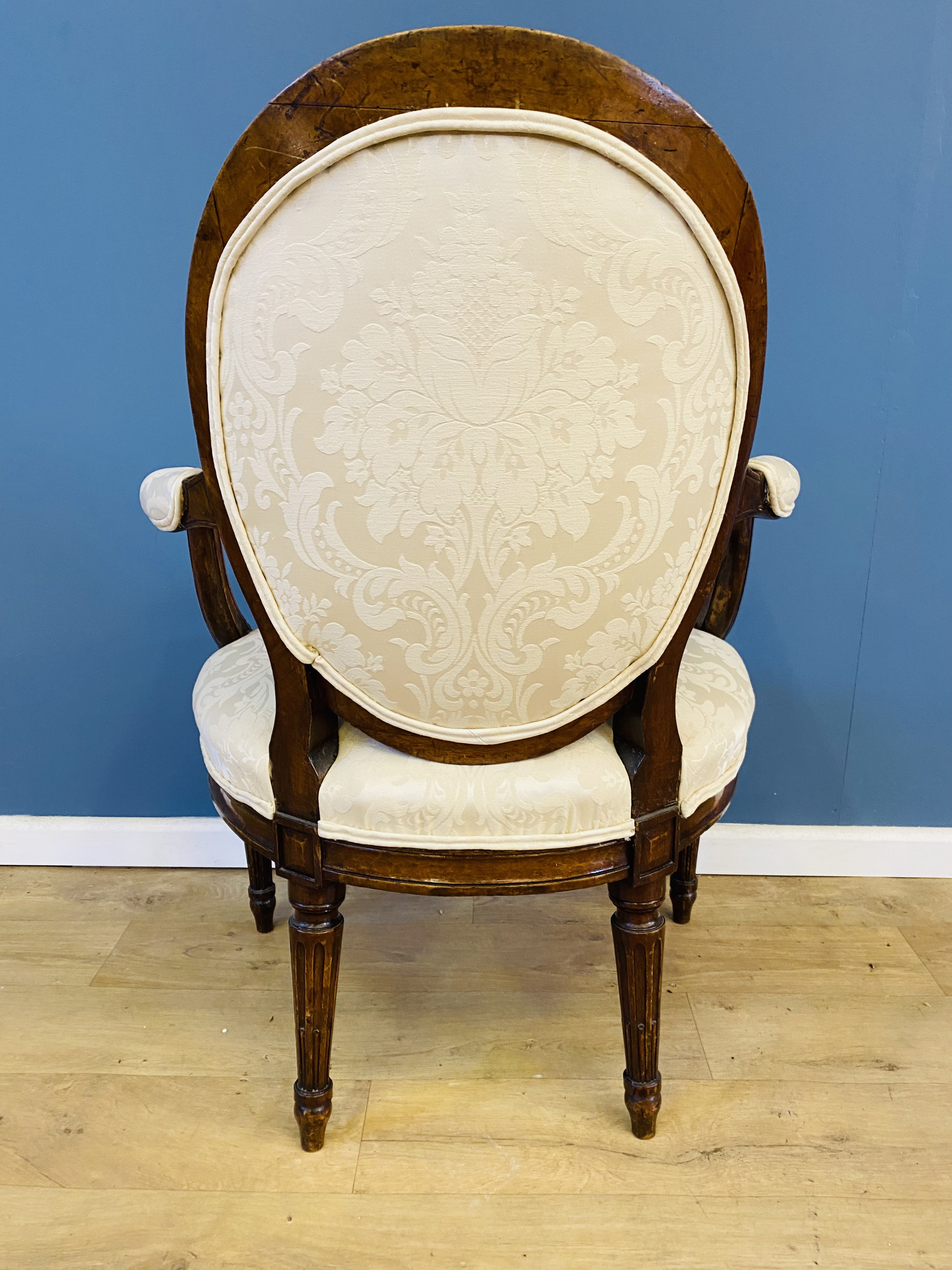 Early 20th century walnut open armchair - Image 4 of 5