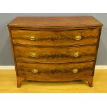 19th century flame mahogany chest of drawers