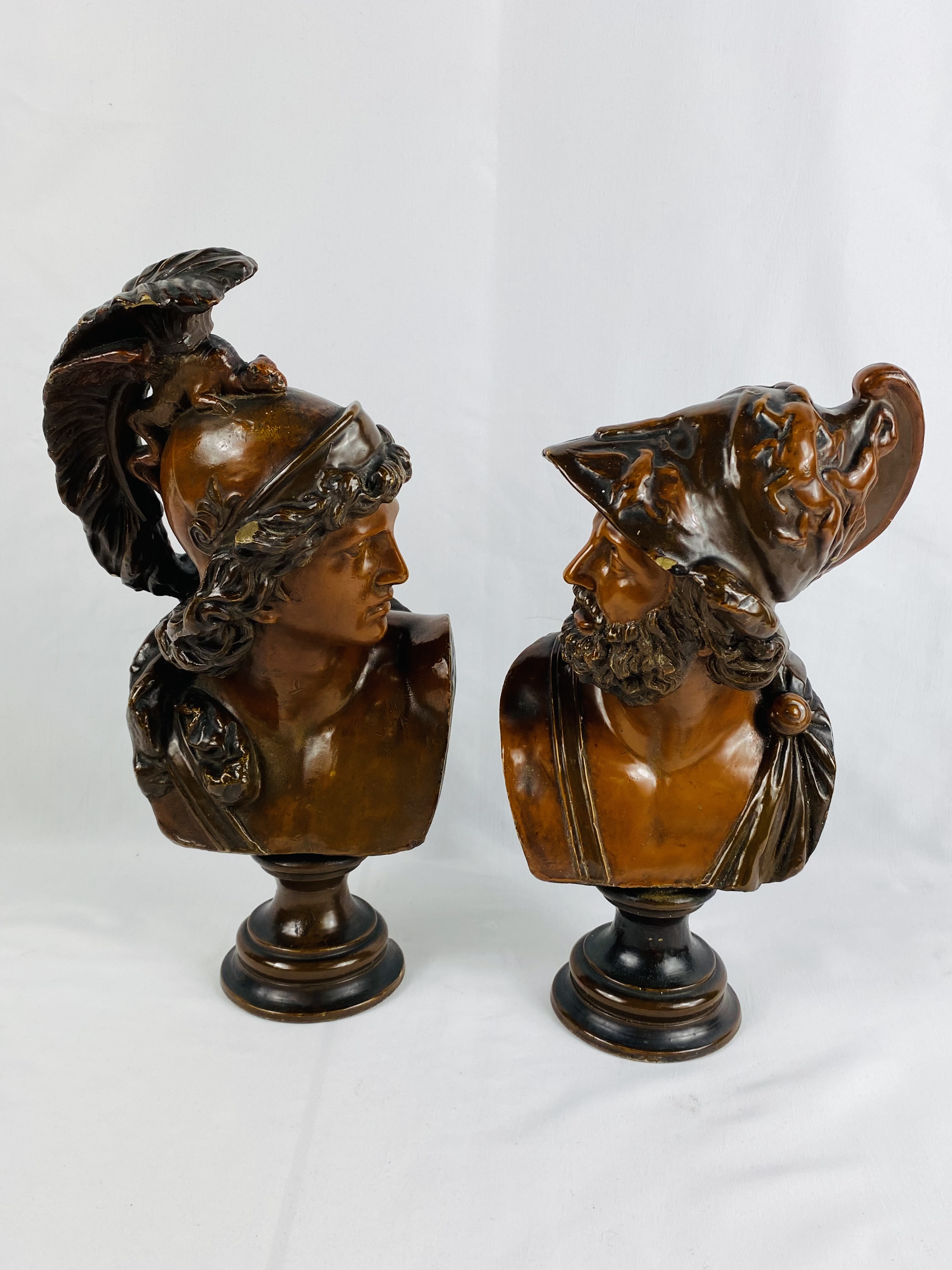 Two Austrian painted plaster busts