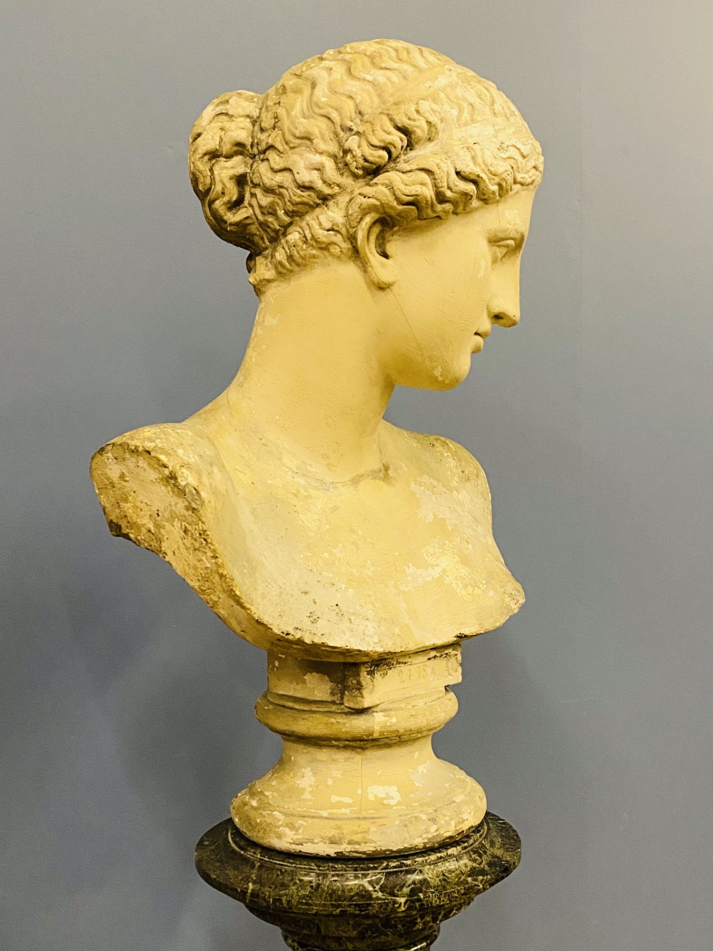 19th century plaster bust on marble column - Image 5 of 12