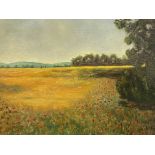 Framed oil on canvas of a cornfield, signed G. Fay '61