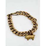 9ct gold bracelet with pig charm