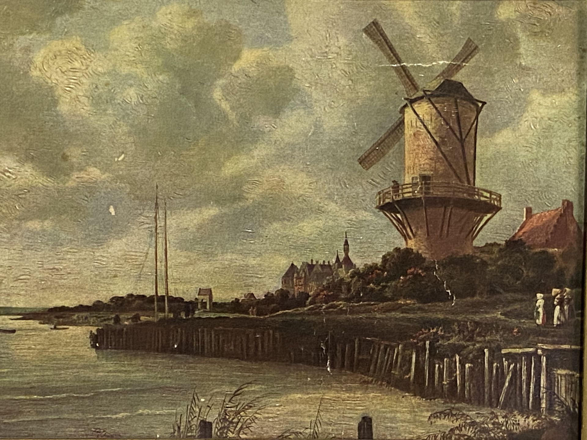 Two framed oil on card of windmills - Bild 4 aus 4